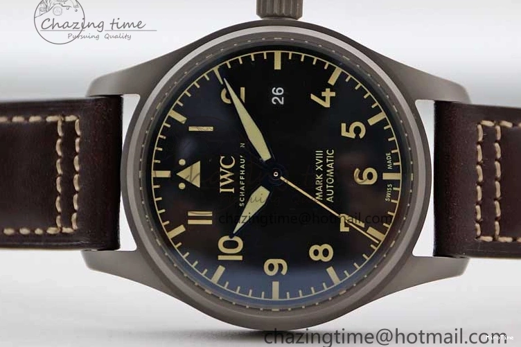 MIROTIME 0705 Mark XVIII IW327006 Titanium M+F 1:1 Best Edition Black Dial on Brown Leather Strap A Efficient 7052